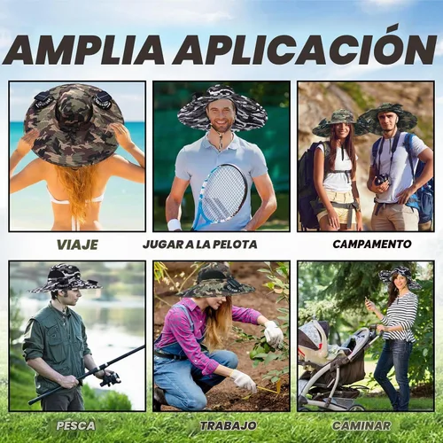 Vista 6 de Shinymoon - 2 sombreros de ventilador solar para hombre, ala ancha