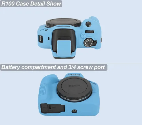 Vista 7 de Pocoukate Funda para cámara Canon EOS R100, funda protectora de silicona suave con protector de pantalla EOS R100 Accesorios para Canon EOS R100