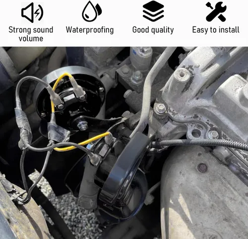 Vista 6 de Yourkar - Bocina de coche fuerte, 12V impermeable, bocina eléctrica de caracol de 303DB, tono alto, reemplaza para coches, SUV, camiones