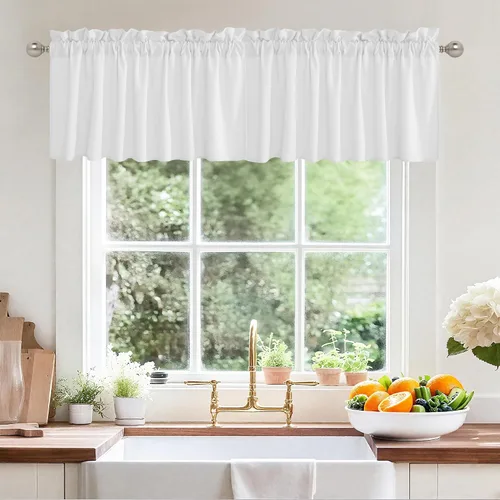 Vista 25 de RYB HOME - Cortinas de café de 24 pulgadas de largo, cortinas cortas de lino traslúcidas para ventana pequeña, cortina de media privacidad con Angora