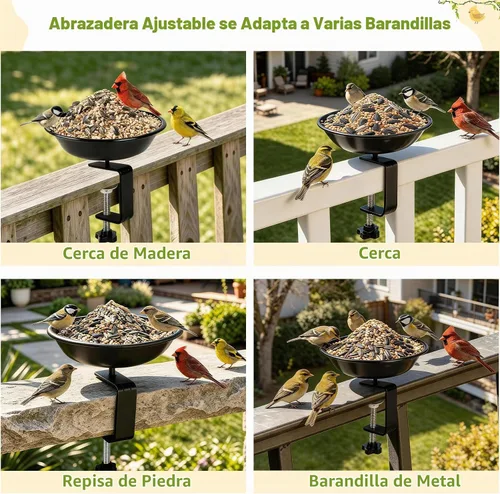 Vista 4 de Comedero para pájaros de balcón para barandilla de cubierta, montado