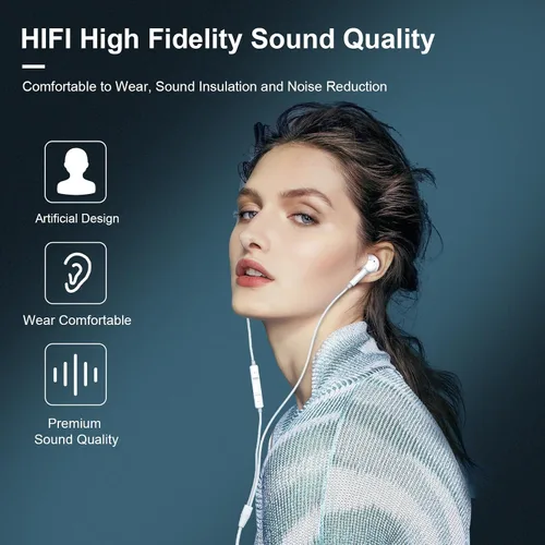 Vista 4 de Auriculares para iPhone, sin Bluetooth, auriculares con cable Plug and Play compatibles con iPhone 14/13/12/11 Pro Max/Xs Max/XR/X/7/8 Plus y más