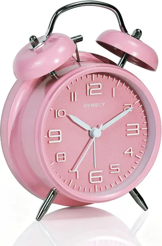 Vista 18 de AYRELY® Reloj despertador de campana doble súper fuerte para adultos de sueño pesado, 4 pulgadas, retro, silencioso, sin tictac, con luz nocturna