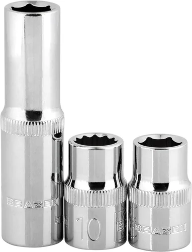 Vista 10 de BRAZEN Paquete de dos enchufes de impacto de 10 mm (múltiple tipo, accionamiento de 1/2")