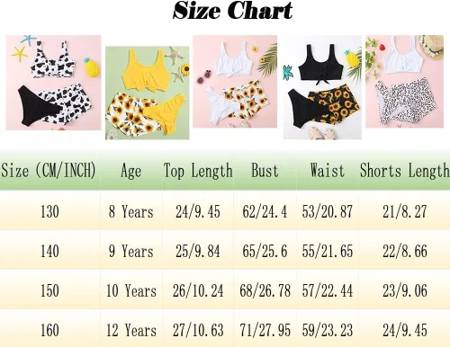 Vista 7 de Sutlupeya Traje de baño de 3 piezas para niña con pantalones cortos