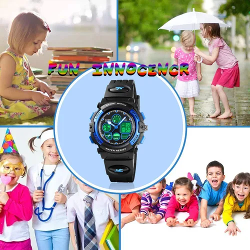 Vista 3 de cofuo Relojes para niños y niñas, multifunción, impermeable, para deportes al aire libre, aprendizaje digital, reloj de pulsera de aprendizaje