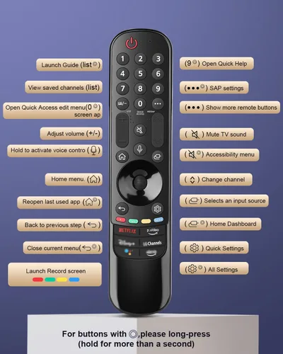 Vista 7 de Control remoto de voz de repuesto para televisores inteligentes LG 2019-2024, compatible con Magic Remote AN-MR20/21/22/23/24GA con puntero, 2 años
