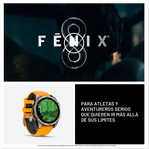 Vista 9 de Garmin fēnix® 8 – 47 mm, AMOLED, Zafiro, Smartwatch GPS Multisport Premium, Vida Útil de Batería Larga, Certificado para Buceo, Linterna LED