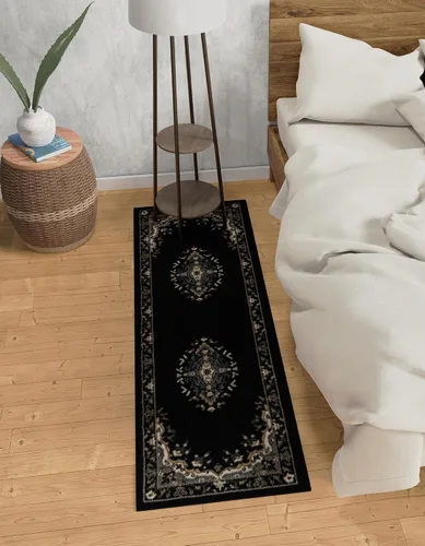 Vista 47 de Unique Loom - Alfombra de área estilo persa tradicional de la colección Reza, de 2 pies 2 pulgadas x 3 pies, colores negro y beige