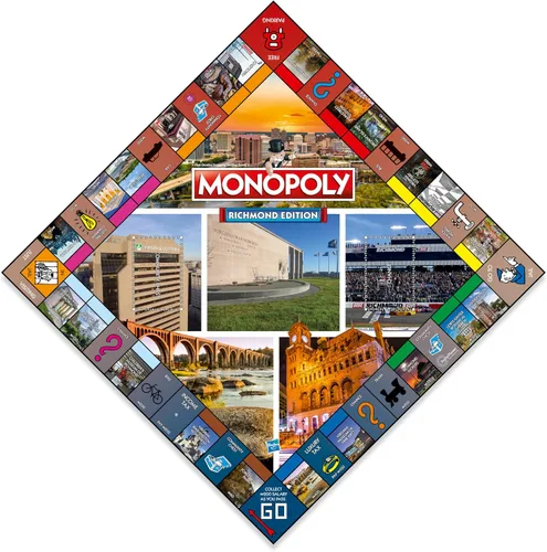 Vista 2 de Monopoly Juego de mesa Richmond Edition: 2-6 jugadores Juegos de mesa familiares para niños y adultos, juegos de mesa para niños de 8 años