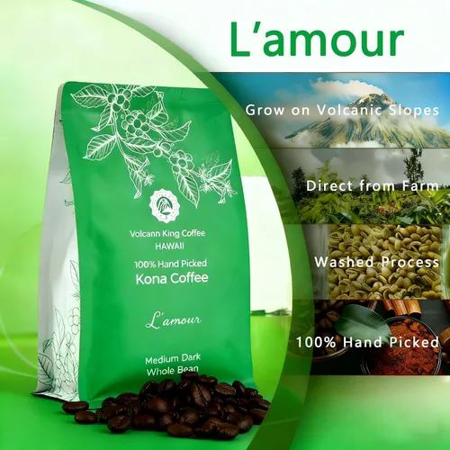 Vista 3 de Granos de café hawaianos Kona, 100% Kona sin mezcla, grado No. 1, tostado medio oscuro, de nuestra finca de café en Hawaii, suave y de baja acidez