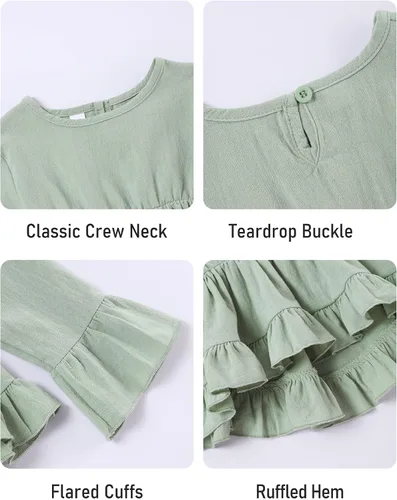Vista 4 de Conjunto de ropa de bebé para niña pequeña con volantes, pantalones florales con bonito conjunto de diadema