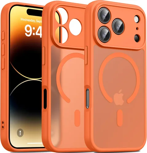 Vista 29 de Oterkin Funda magnética para Samsung Galaxy A17 mate, funda de teléfono A17 compatible con MagSafe esmerilada, translúcida, a prueba de golpes Negro