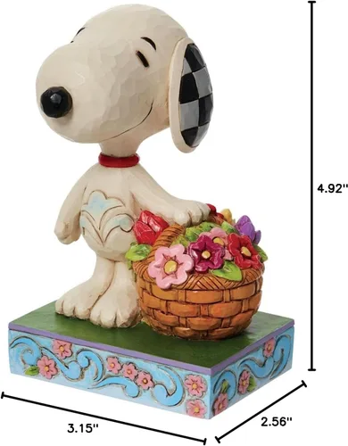 Vista 6 de Enesco Peanuts by Jim Shore Snoopy - Figura con cesta de tulipanes, 4.92 pulgadas, multicolor