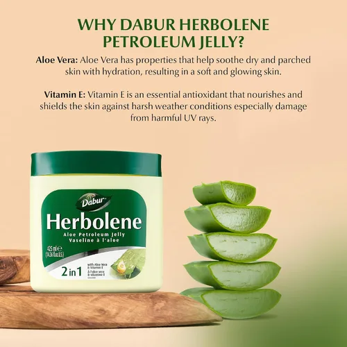 Vista 3 de Dabur herbolene Aloe vaselina con Aloe Vera y Vitamina E – 425 ml