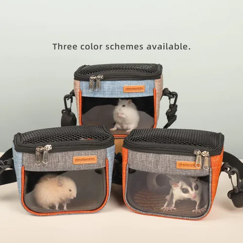 Vista 5 de Bolsa de transporte Sugar Glider, bolsa de viaje transpirable transparente para hámster, gecko, erizo de bebé, bolsa de transporte con parte Azul