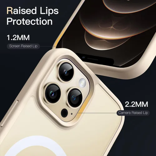 Vista 6 de JETech - Funda magnética mate para iPhone 12/12 Pro, color beige Compatible con MagSafe, parte trasera mate translúcida, protección delgada a