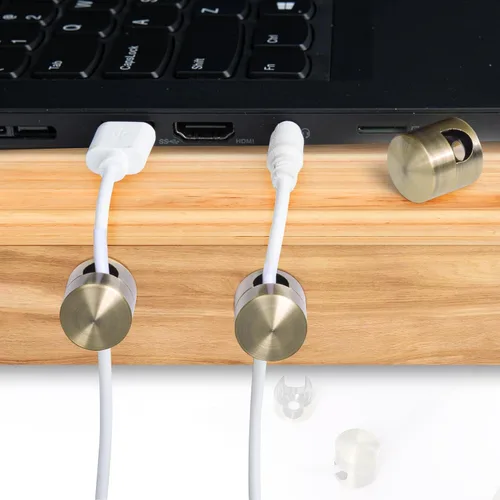 Vista 6 de SmallCat 3 juegos de soportes de cable de carga, anclaje de cable adhesivo, cobre antiguo Metal Cord Clips, Cable Anchor Holders, Adjustable Cable