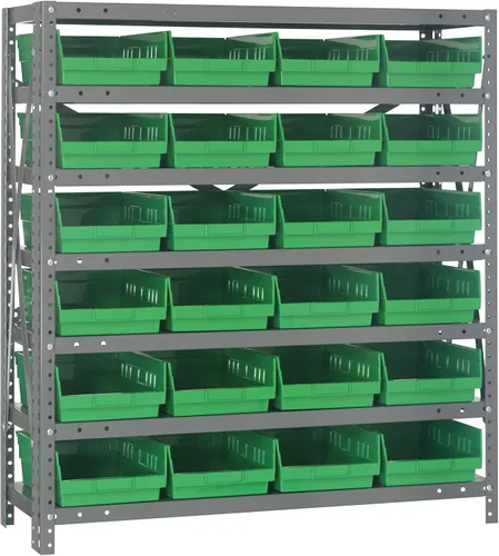 Vista 35 de Quantum QSBU-245BK Heavy Duty Shelving Unit with (7) Shelves and (24) QUS245 Black Bins for Garage Warehouse Storage Distribution 400 lb Load