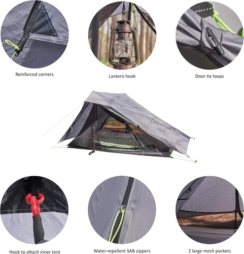 Vista 3 de Altair Dos - Tienda de campaña ultraligera para 2 personas, impermeable, compacta, 3 estaciones, refugio de doble pared para mochileros, camping