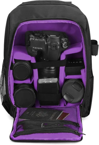 Vista 4 de G-raphy Mochila para cámara fotográfica, bolsas para fotografía de fotógrafos, mochila DSLR SLR con compartimento para laptop para cámaras DSLR