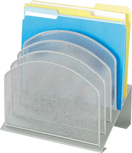 Vista 5 de Safco® Organizador de escritorio de malla de ónix de 5 niveles, 12 pulgadas de alto x 11.25 pulgadas de ancho x 7.25 pulgadas de profundidad, negro