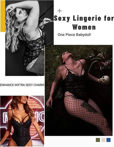 Vista 3 de Avidlove - Lencería de encaje de una pieza para mujer, minibabydoll, minileotardo