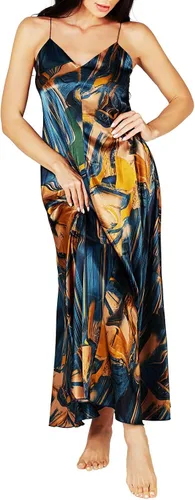 Vista 2 de Lonxu Womens Formal Dress Silk Satin Bridesmaid Dresses Sexy Bodycon Wedding Cocktail Party Guest Maxi Dress