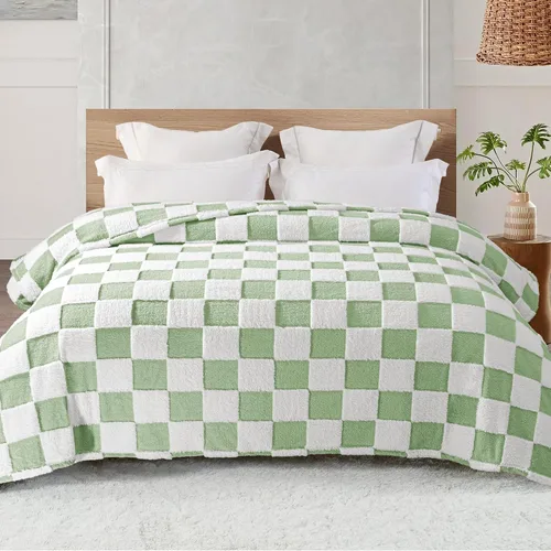 Vista 11 de Exclusivo Mezcla - Manta de franela super suave y cálida con diseño de vellón esponjoso, para sofá, cama, con lindo patrón a cuadros, negro, 50" x
