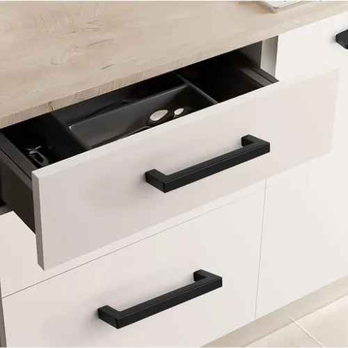 Vista 8 de Goldenwarm LSJ12BK. - Manijas de barra cuadrada para cajón de armario, color negro, herrajes negros modernos LSJ12BK para cocina y baños, manijas