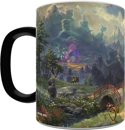 Vista 4 de Morphing Mugs Disney - Mulan - Blossoms of Love - Una taza de cerámica sensible al calor que cambia de color de 11 onzas – Imagen revelada cuando se