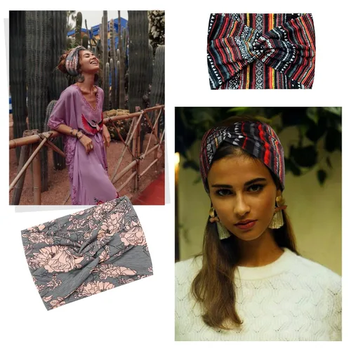 Vista 4 de AKTVSHOW Diademas de 7 pulgadas de ancho para mujer, paquete de 10 diademas grandes estilo turbante bohemio a la moda, bandas para el cabello