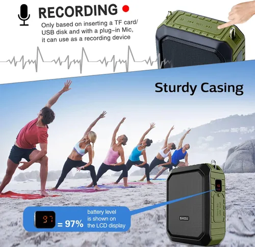 Vista 7 de Amplificador de voz inalámbrico Bluetooth Micrófono para profesor de 18 W, impermeable, amplificador de voz portátil, micrófono recargable