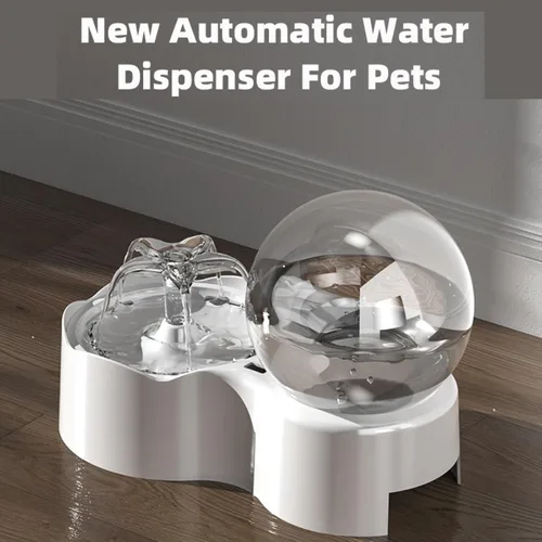 Vista 3 de Dispensador de agua y alimentos para gatos, alimentador automático 2 en 1, fuente de agua, juego de cuencos de comida de 78 oz/2.3 L, dispensador
