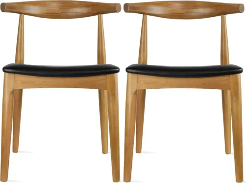 Vista 19 de 2xhome Solid Wooden Dining Chair Upholstered Faux Leather Cushioned Seat Modern Farmhouse Elbow Side Chair Home, Kitchen, Office, Meetings
