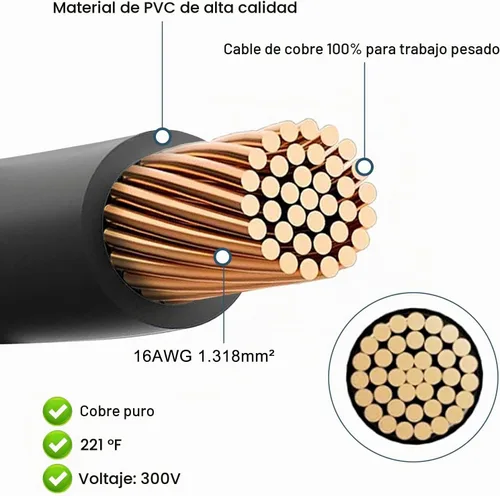 Vista 4 de CUZEC Enchufe de cable de extensión de 12 V/24 V con abrazadera de batería de 4.9 pies / 4.9 ft 16 AWG con clip de batería y adaptador