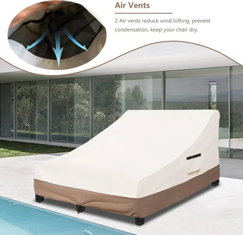 Vista 5 de Okcool Cubierta para tumbona doble ancha de 80 pulgadas para exteriores Beige
