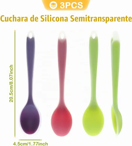 Vista 2 de SM SunniMix Cuchara de silicona semitransparente 3pcs Cuchara de sopa Cuchara de leche de café
