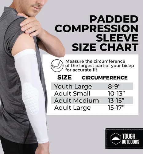Vista 7 de Tough Outdoors Manga acolchada para el brazo, manga de codo acolchada, manga de brazo de baloncesto, manga para codo de voleibol, almohadilla