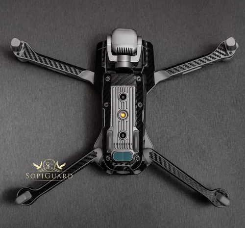 Vista 7 de SopiGuard Skin for DJI Mavic Air 2s Juego completo de calcomanías de vinilo de precisión + controlador + 3 fundas de batería (3M negro carbón)
