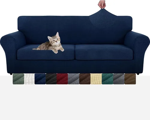 Vista 60 de MAXIJIN 2 piezas de fundas para silla con brazos, funda para silla de sofá para sala de estar, funda elástica para perros para una silla con 1 cojín