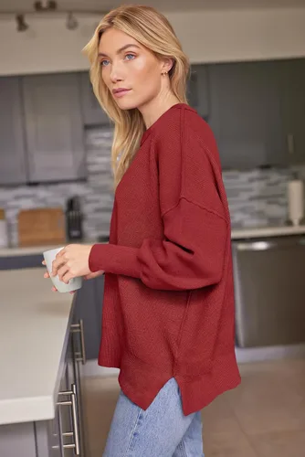 Vista 81 de Lillusory - Suéter extragrande con mangas de murciélago y cuello redondo para mujer, prenda moderna de otoño de tejido de punto sin botones