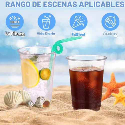Vista 6 de Juego de 50 vasos de plástico transparente de 10 onzas con tapas