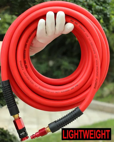 Vista 2 de Manguera de aire híbrida de entrada de 1/4 pulg. x 3 m, manguera de compresor de aire ligera, flexible y duradera con acoplador rápido universal