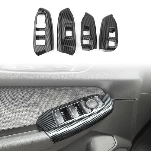 Vista 2 de YOUTOOCAR Panel de interruptor de ventana de puerta compatible con accesorios Chevy Trailblazer 2020-2025 (patrón de fibra de carbono)