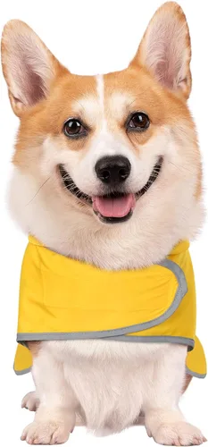Vista 13 de Impermeable para perros pequeños y cachorros, chaqueta impermeable con capucha con tiras reflectantes, agujero para la correa y poncho de ajuste