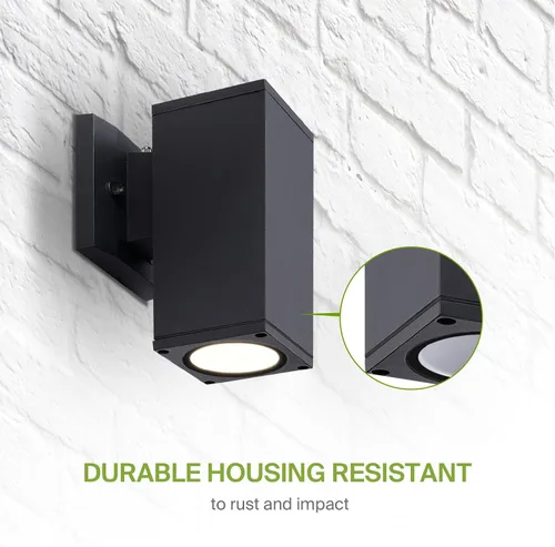 Vista 7 de ASD Lámpara de pared LED cuadrada de 1 luz para exteriores del anochecer al amanecer, 9 W, 1000 lúmenes, 3000 K-5000 K, 120 V, cilíndrica hacia