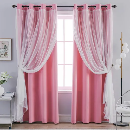 Vista 7 de Anytime Cortinas opacas y transparentes para ventana, par de paneles de cortinas lisas con ojales en la parte superior, 35 pulgadas de ancho x 63