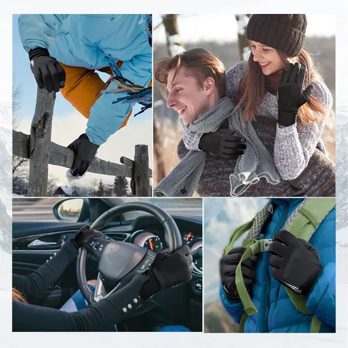 Vista 7 de SIMARI - Guantes de invierno para hombres y mujeres para pantalla táctil guantes de invierno guantes de trabajo para correr conducir montar