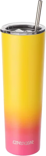 Vista 8 de Ezprogear Vaso delgado delgado de acero inoxidable 34oz-P1, negro/oro rosa 34 oz Negro/Oro Rosa